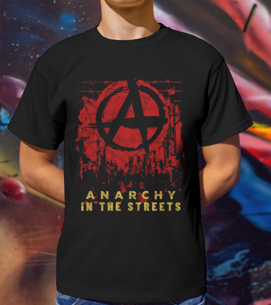 Anarchy In The Streets Red A Symbol Cityscape Urban Grunge T-Shirt