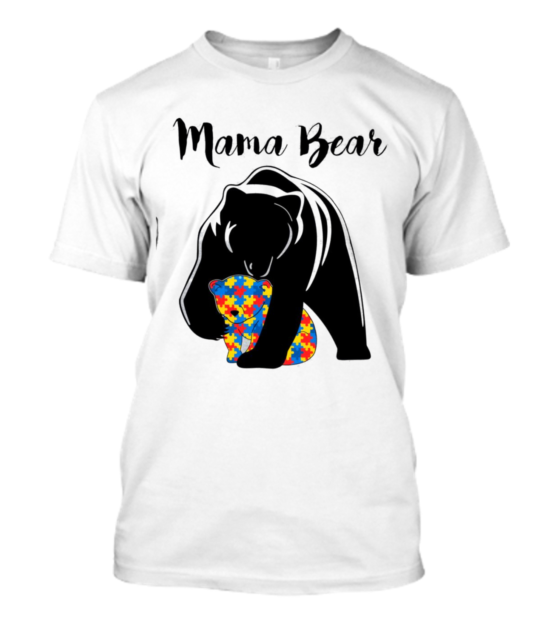 Mama Bear Autism Puzzle Piece Hug T-Shirt