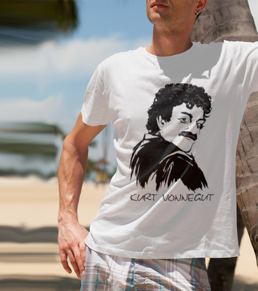 Kurt Vonnegut Black And White Stylized T-Shirt