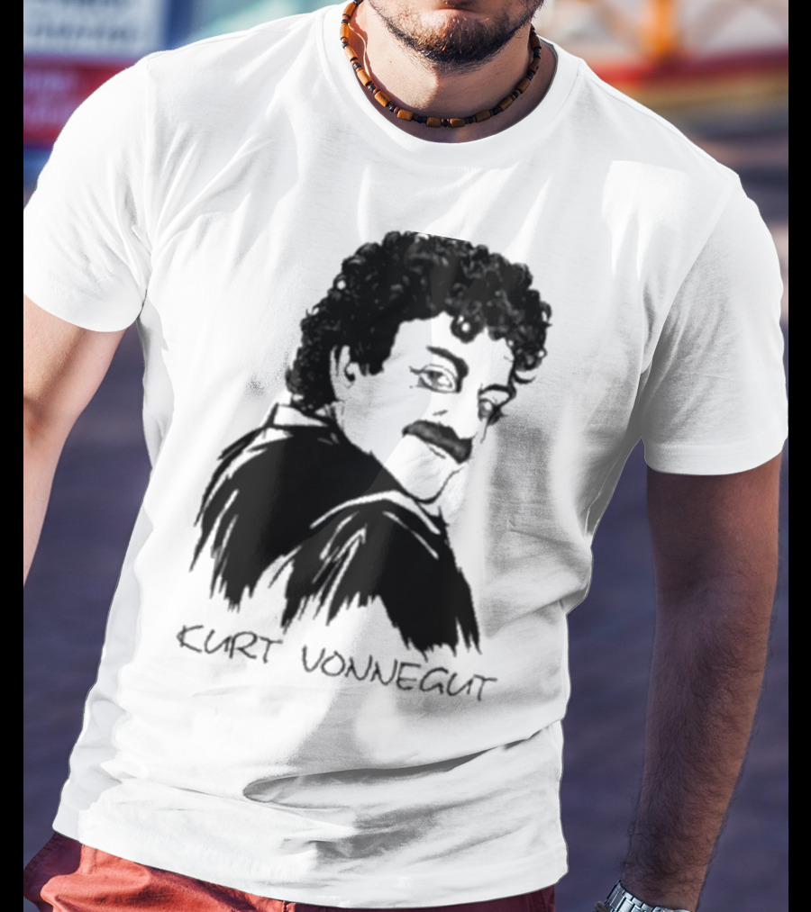 Kurt Vonnegut Black And White Stylized T-Shirt