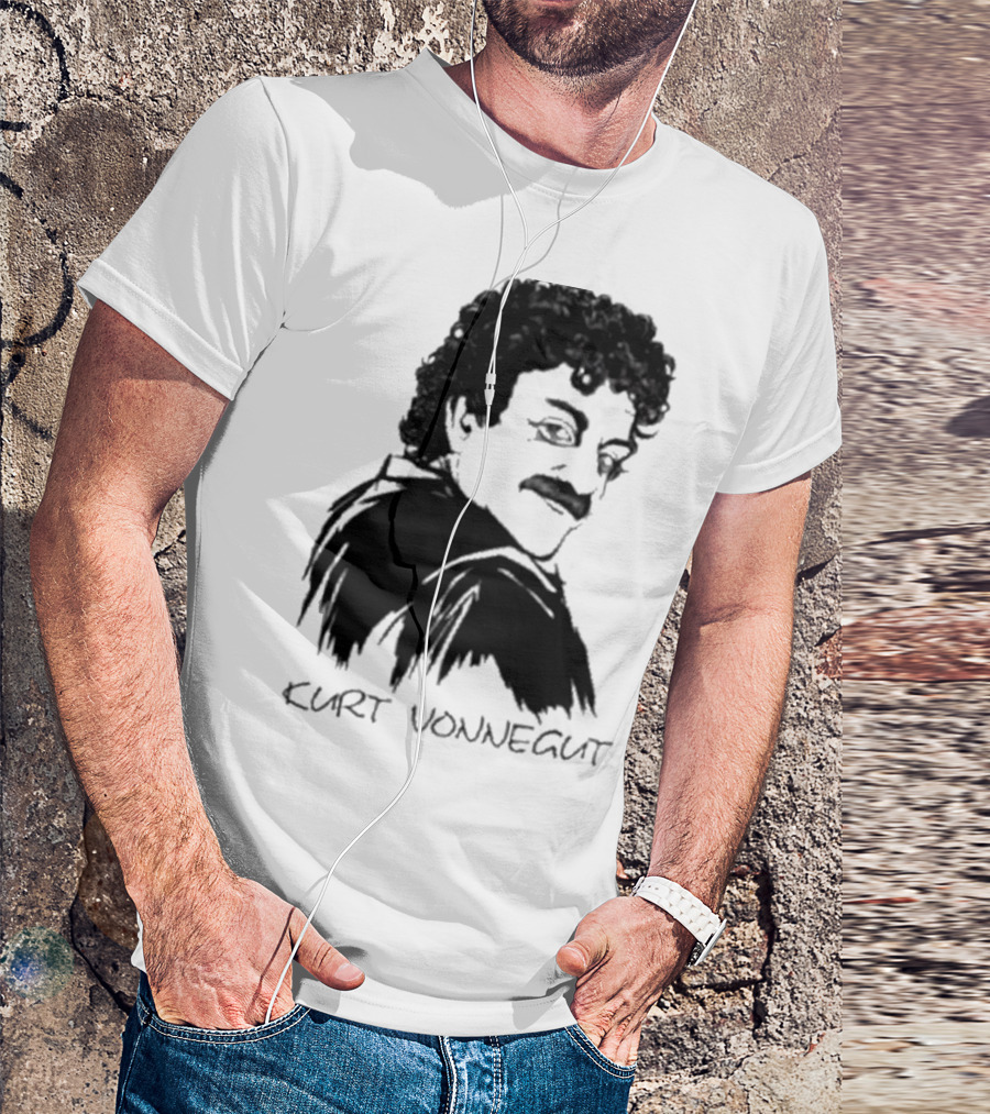 Kurt Vonnegut Black And White Stylized T-Shirt