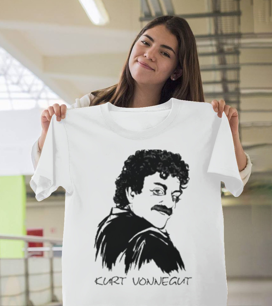 Kurt Vonnegut Black And White Stylized T-Shirt