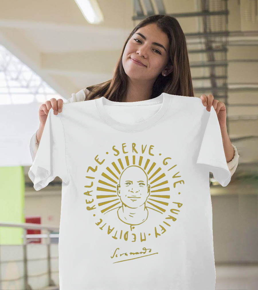 Swami Sivananda Serve Give Purify Meditate Realize Sunburst T-Shirt