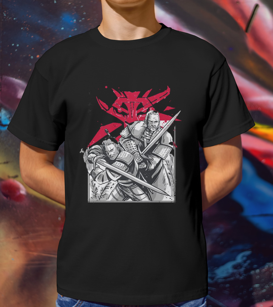 Wild Hunt Sensei Kanji Swordsmen Red T-Shirt
