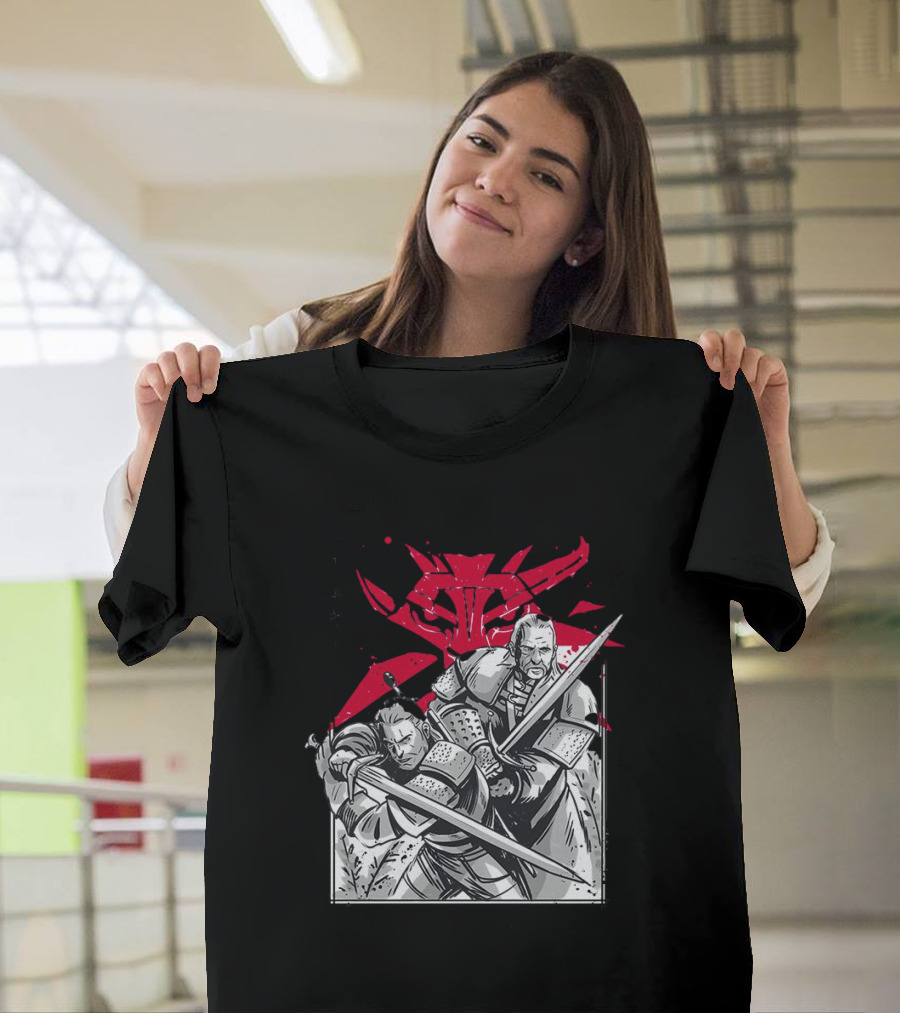 Wild Hunt Sensei Kanji Swordsmen Red T-Shirt