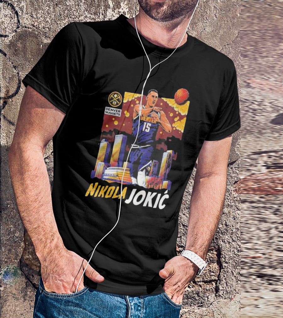 Nikola Jokic Denver Nuggets Nba Player Basketball Skyline T-Shirt