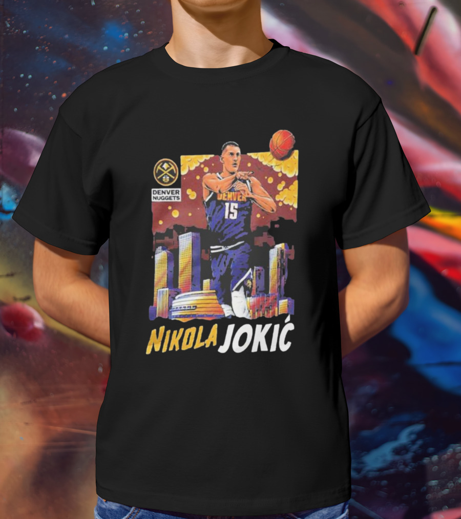 Nikola Jokic Denver Nuggets Nba Player Basketball Skyline T-Shirt