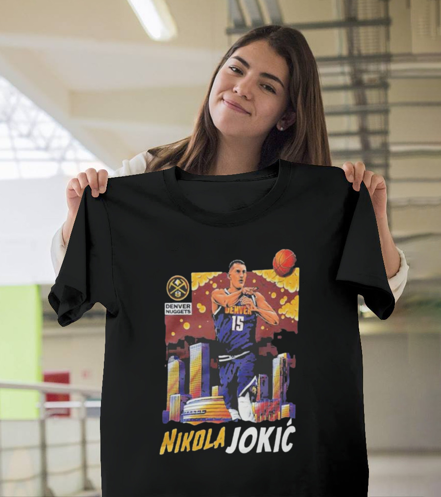 Nikola Jokic Denver Nuggets Nba Player Basketball Skyline T-Shirt