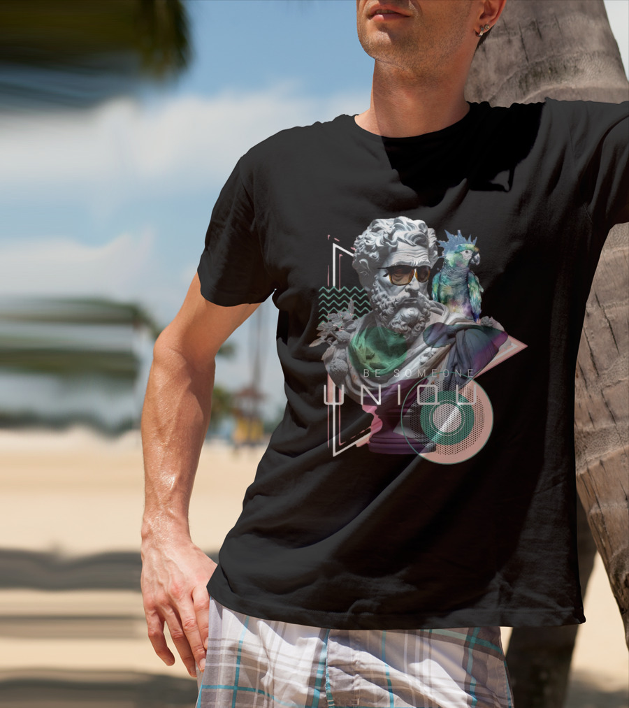 Be Someone Unique Statue With Sunglasses And Colorful Parrot T-Shirt