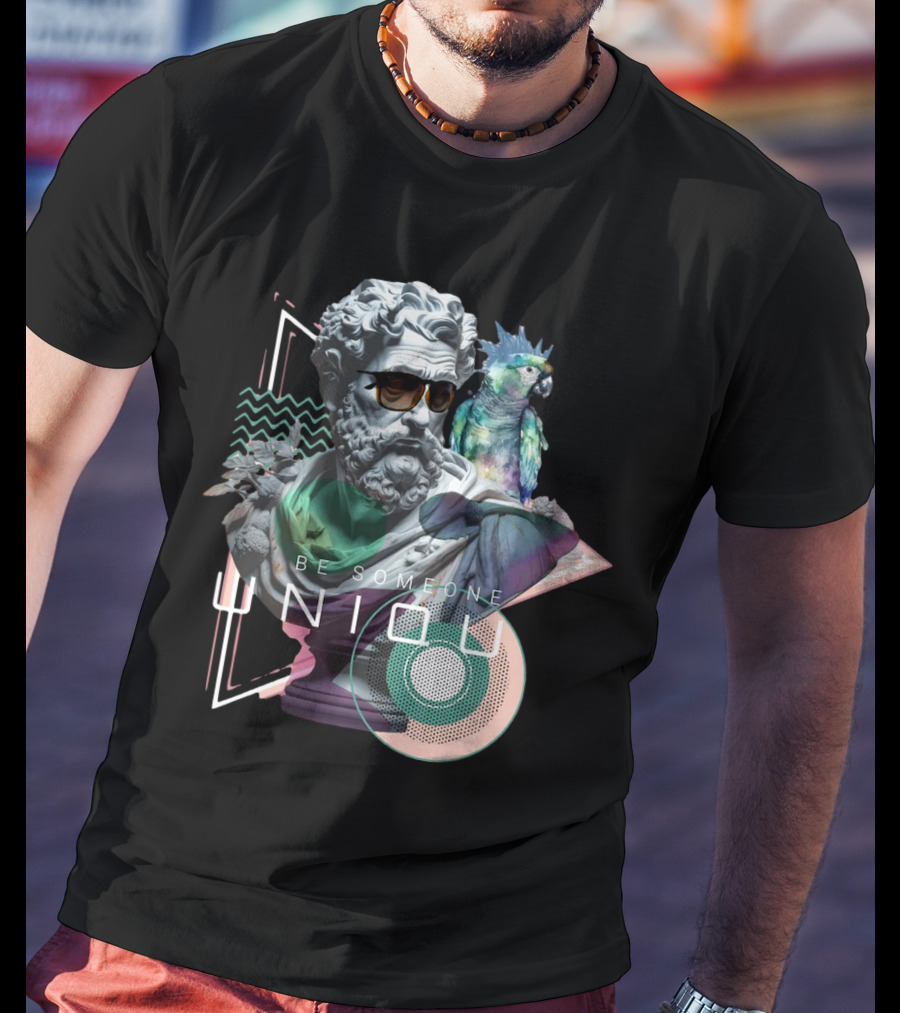 Be Someone Unique Statue With Sunglasses And Colorful Parrot T-Shirt