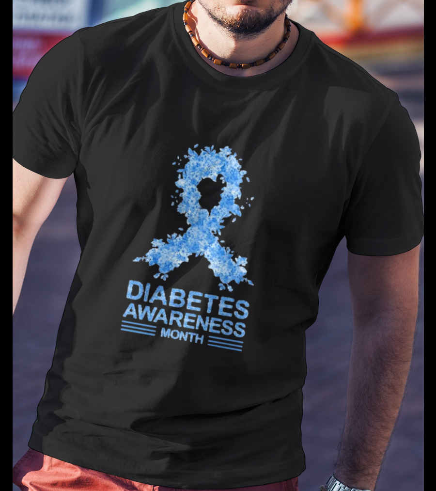 Diabetes Awareness Month Blue Ribbon T-Shirt