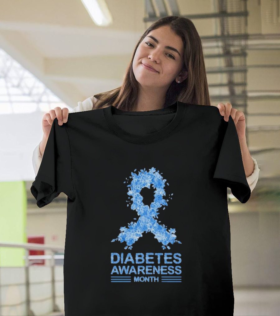 Diabetes Awareness Month Blue Ribbon T-Shirt