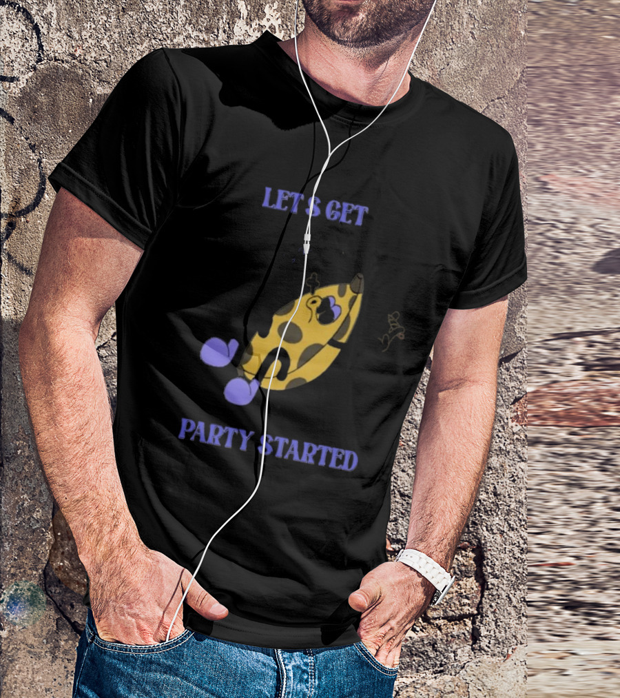 LET'S GET PARTY STARTED Vintage Cartoon Banana Music Fan Celebrating With Cigarette T-Shirt