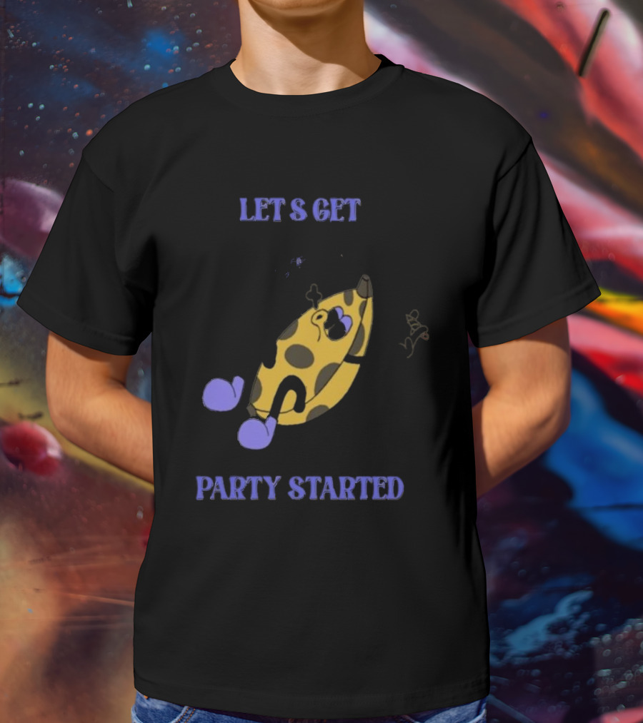 LET'S GET PARTY STARTED Vintage Cartoon Banana Music Fan Celebrating With Cigarette T-Shirt