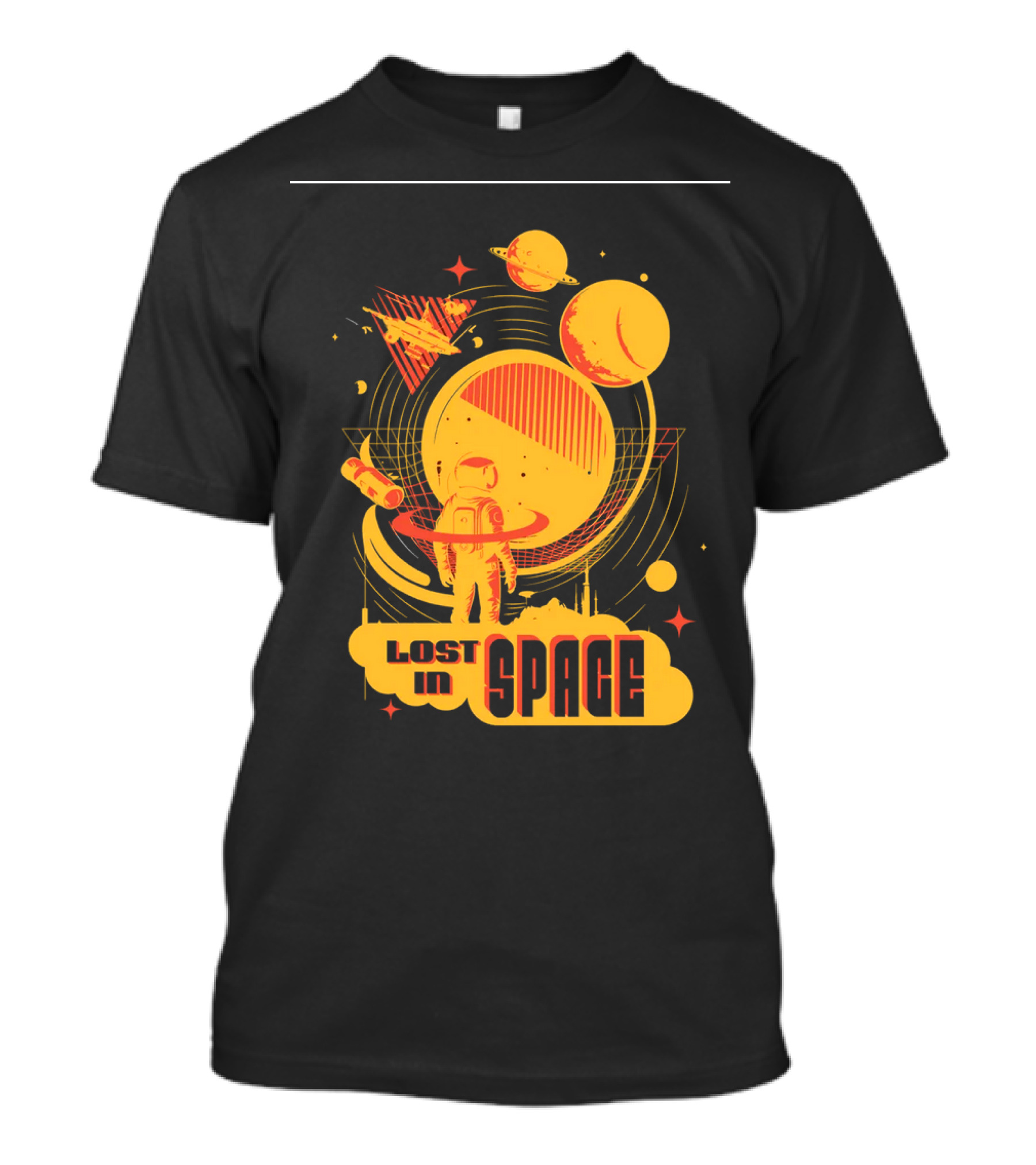Lost In Space Astronaut With Planets And Rockets Retro T-Shirt