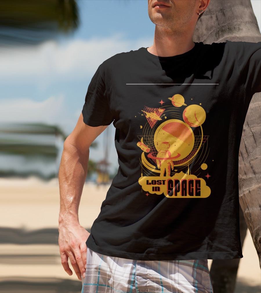 Lost In Space Astronaut With Planets And Rockets Retro T-Shirt