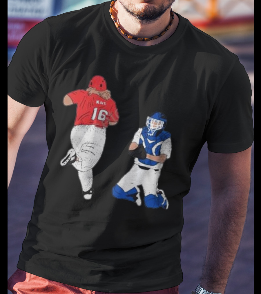 Adeline Sandridge Go Truck 'Em Kay 16 Baseball Action Scene T-Shirt