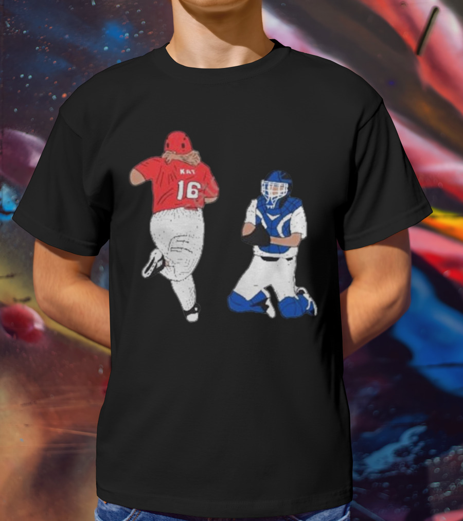 Adeline Sandridge Go Truck 'Em Kay 16 Baseball Action Scene T-Shirt