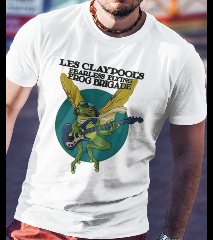 Les Claypool’s Fearless Flying Frog Brigade Flying Frog Playing Guitar T-Shirt
