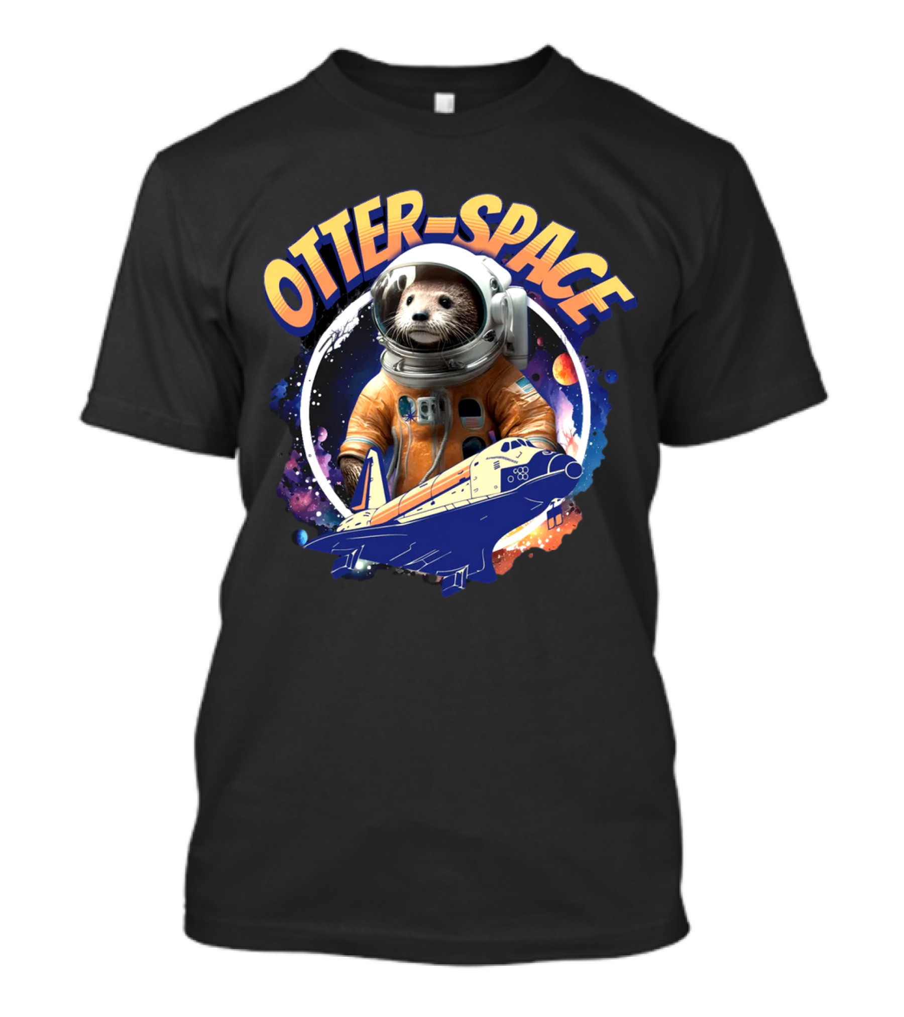 OTTER-SPACE Astronaut Otter In Space Shuttle Adventure T-Shirt