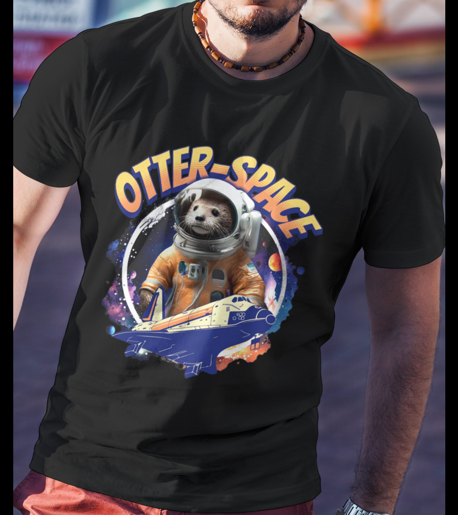 OTTER-SPACE Astronaut Otter In Space Shuttle Adventure T-Shirt
