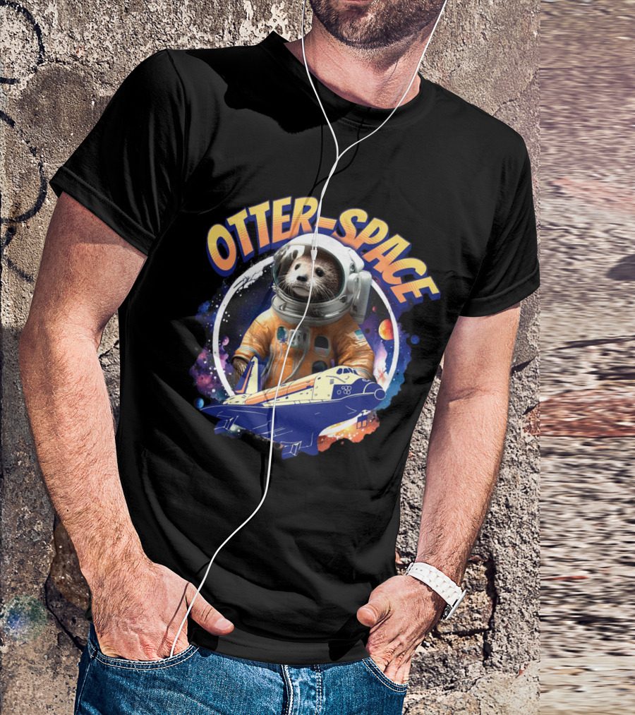 OTTER-SPACE Astronaut Otter In Space Shuttle Adventure T-Shirt