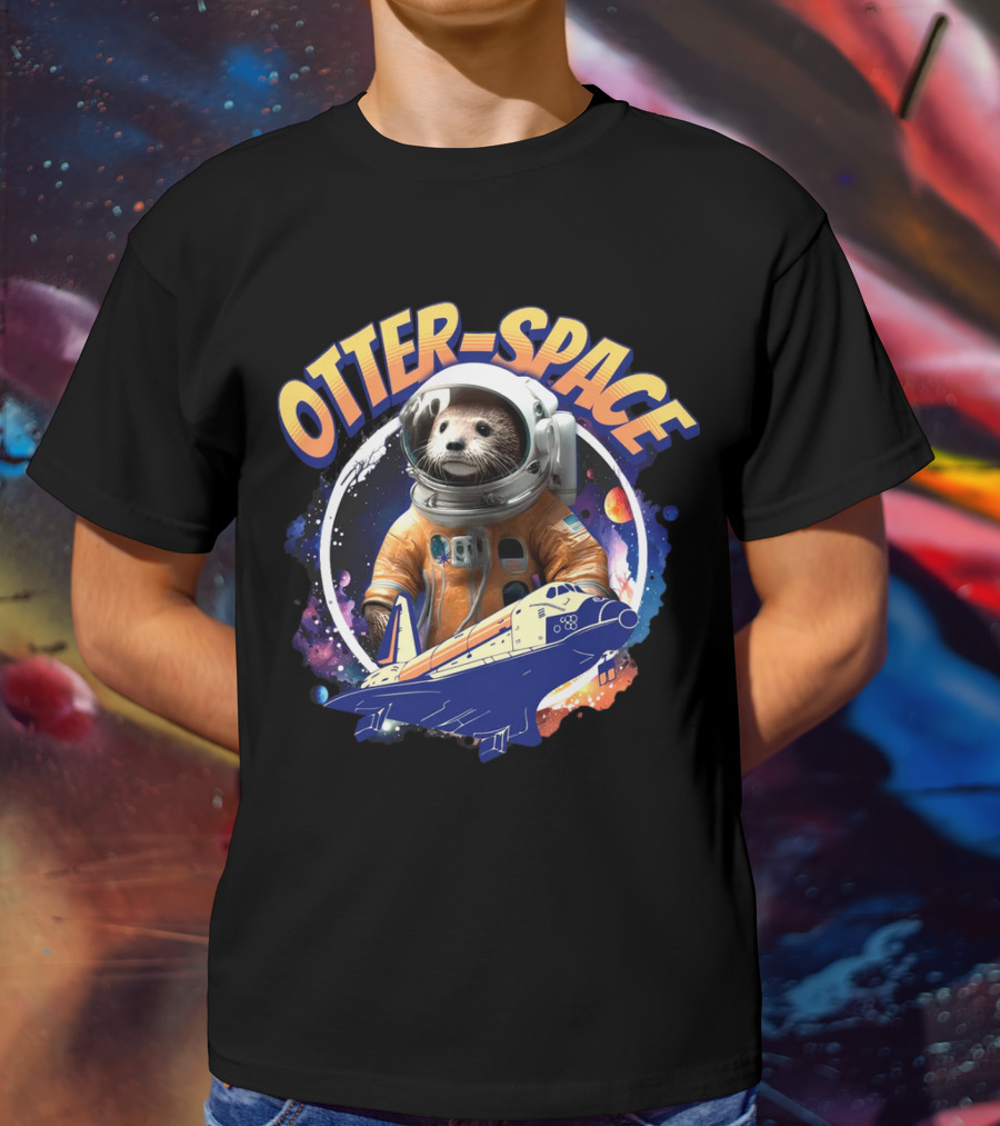 OTTER-SPACE Astronaut Otter In Space Shuttle Adventure T-Shirt