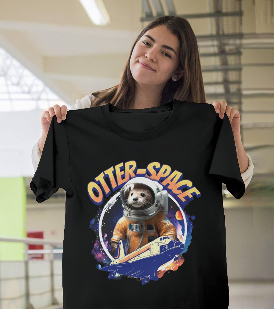 OTTER-SPACE Astronaut Otter In Space Shuttle Adventure T-Shirt