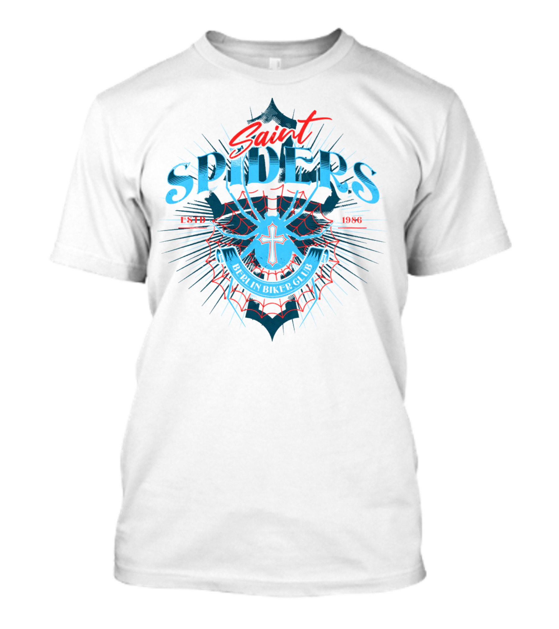 Saint Spiders Berlin Biker Club Estd 1986 Emblem T-Shirt