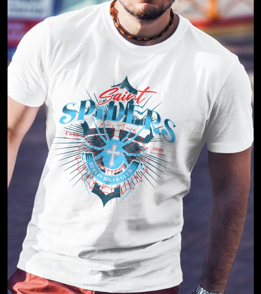 Saint Spiders Berlin Biker Club Estd 1986 Emblem T-Shirt