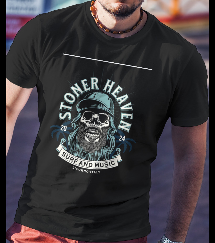 Stoner Heaven Surf And Music Skull With Cap Livorno Italy T-Shirt