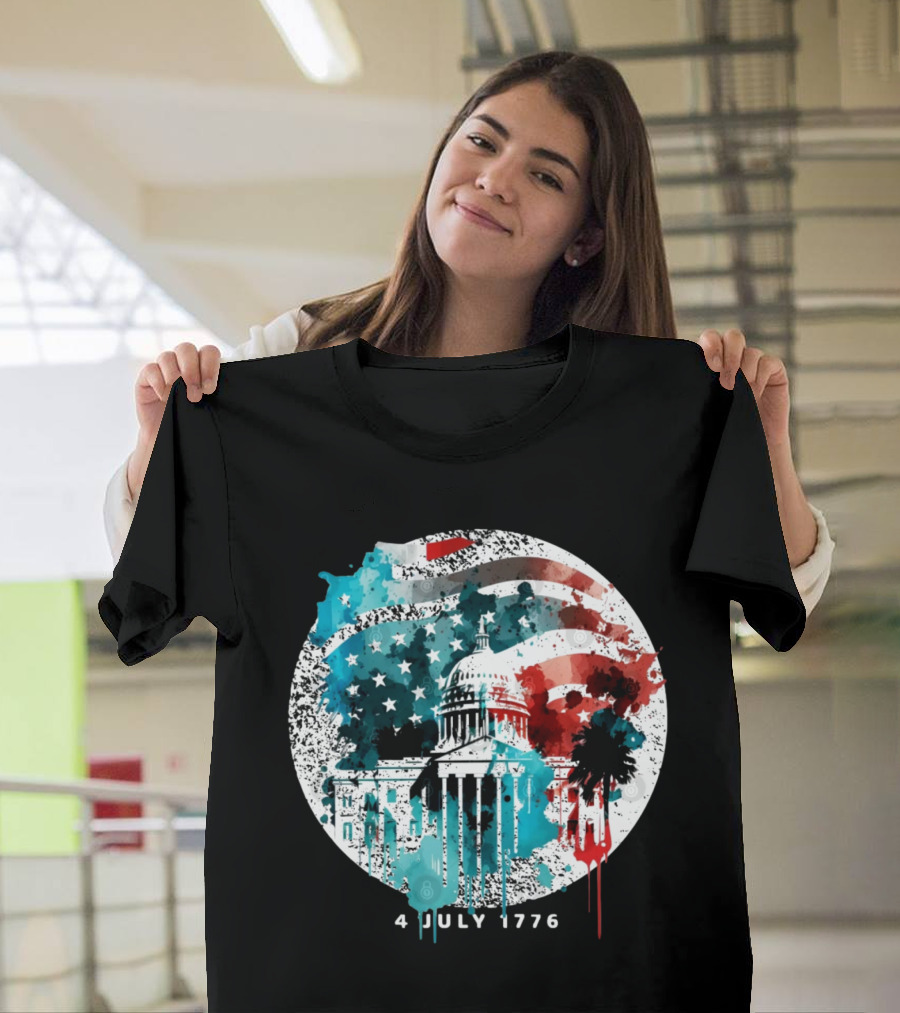 4 July 1776 American Flag Capitol Building Patriotic T-Shirt