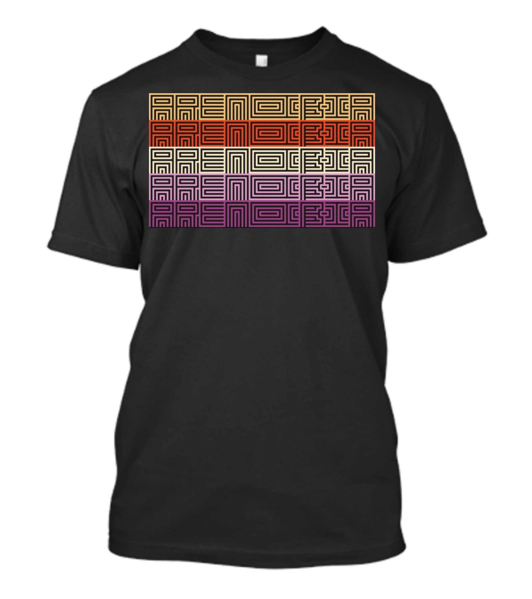 Arencibia Retro Geometric Pattern Text T-Shirt