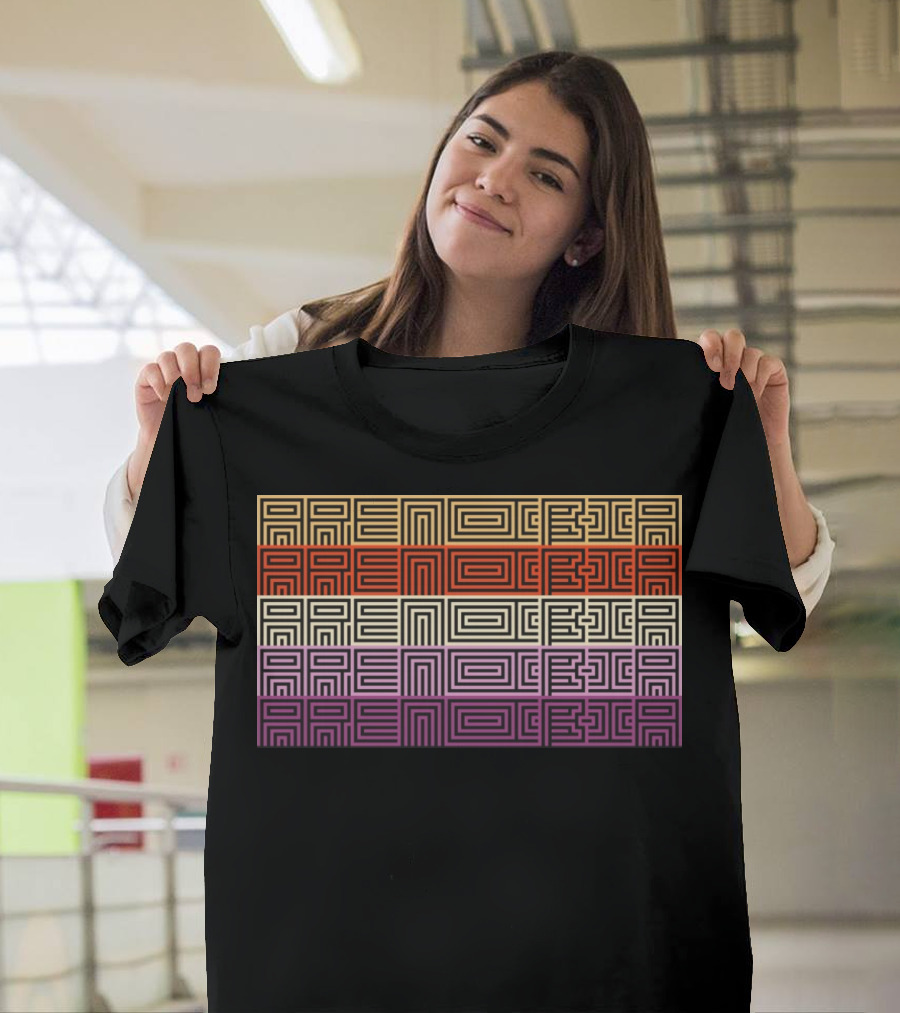 Arencibia Retro Geometric Pattern Text T-Shirt