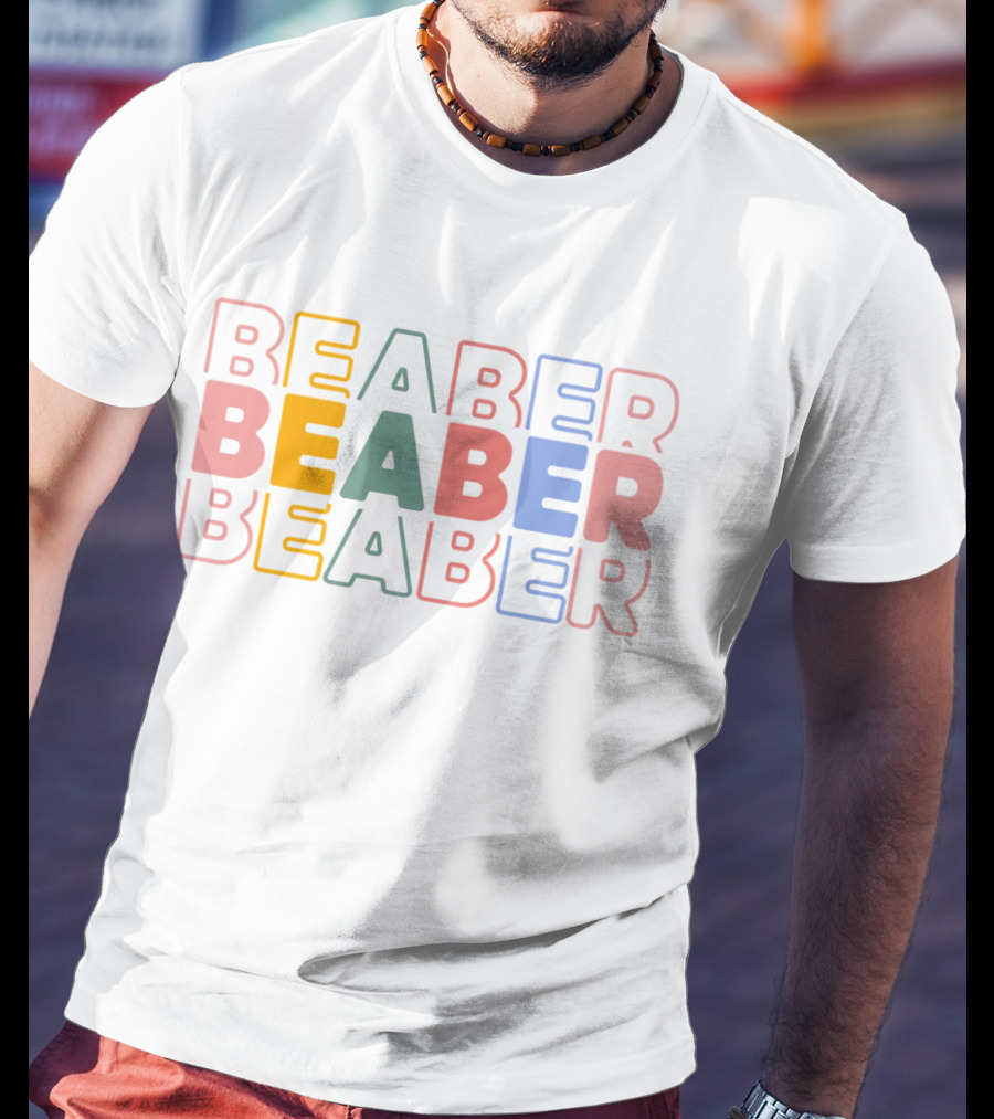 BEABER Multicolor Text Stacked Typography T-Shirt