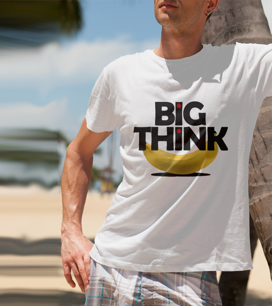 Big Think Black Text Yellow Banana Red Dots T-Shirt