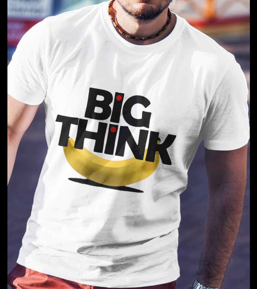 Big Think Black Text Yellow Banana Red Dots T-Shirt