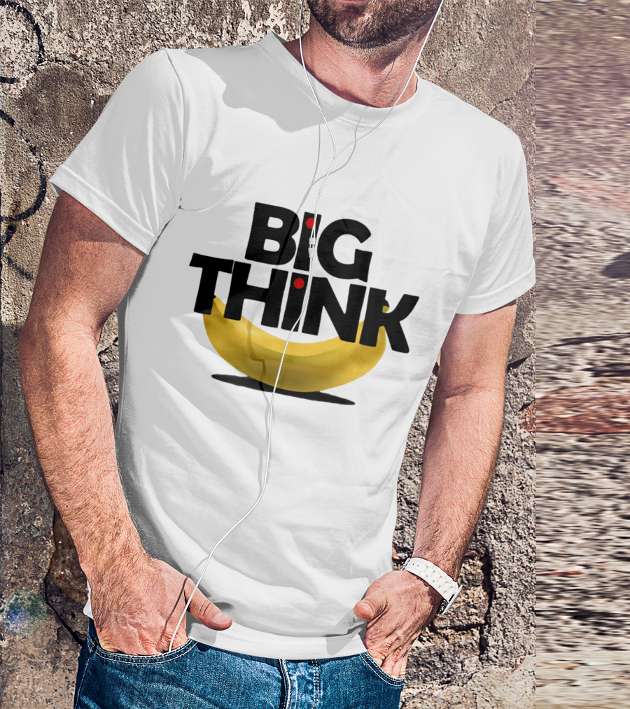 Big Think Black Text Yellow Banana Red Dots T-Shirt