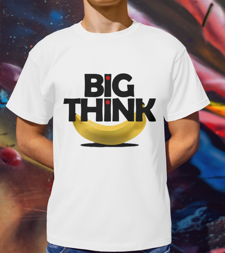 Big Think Black Text Yellow Banana Red Dots T-Shirt