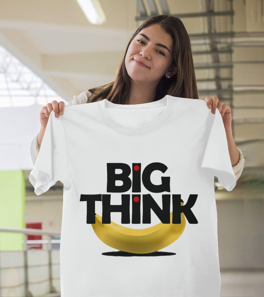 Big Think Black Text Yellow Banana Red Dots T-Shirt