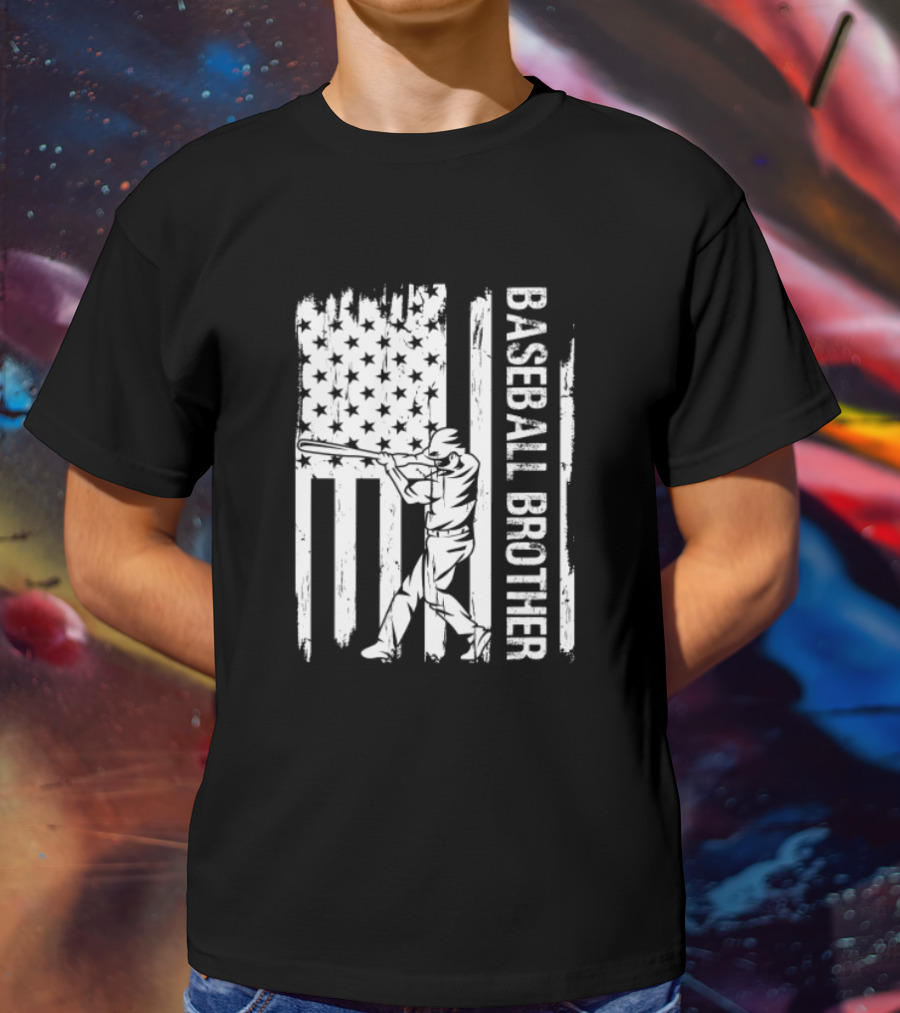 BASEBALL BROTHER USA FLAG CATCHER FATHER'S DAY T-Shirt