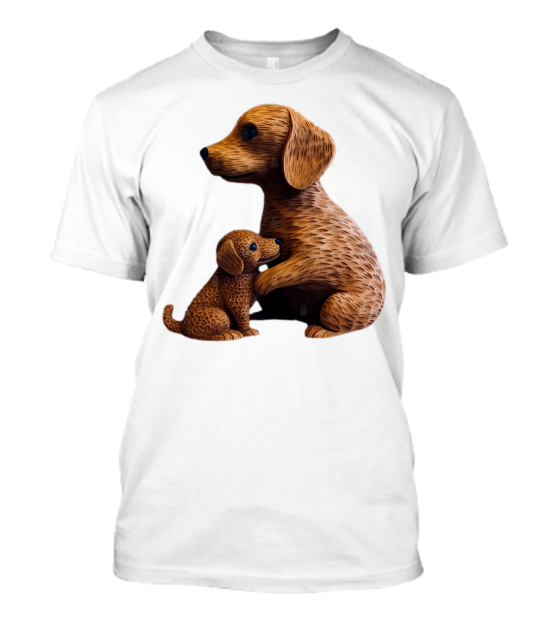 Dog Carvings Parent And Puppy Figurines T-Shirt
