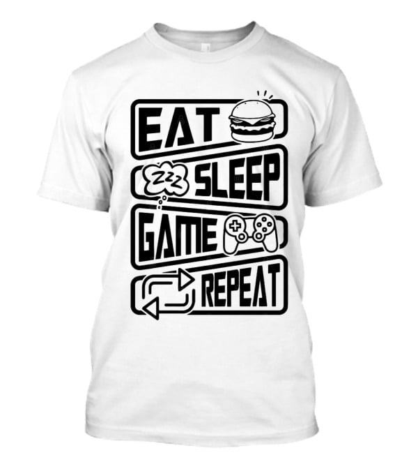 Eat Sleep Game Repeat Burger Controller Icons T-Shirt
