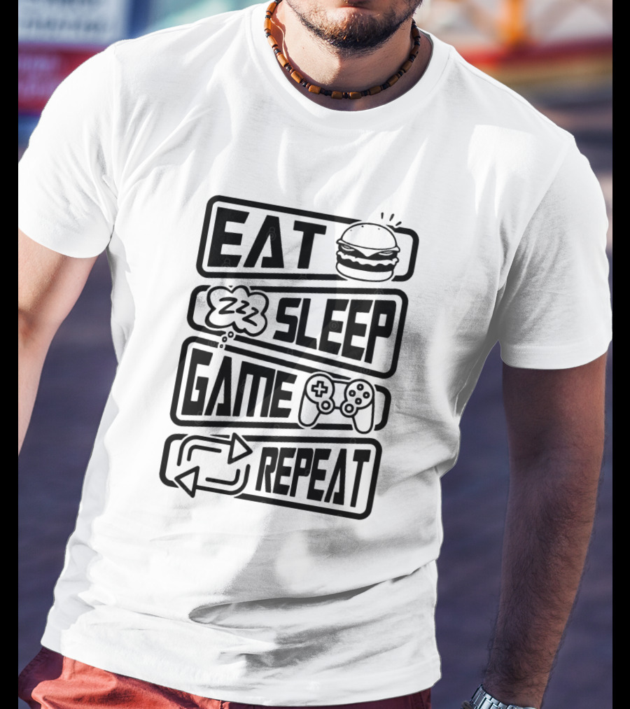 Eat Sleep Game Repeat Burger Controller Icons T-Shirt