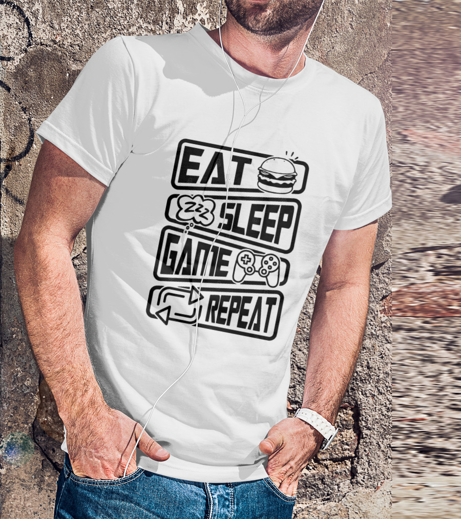 Eat Sleep Game Repeat Burger Controller Icons T-Shirt