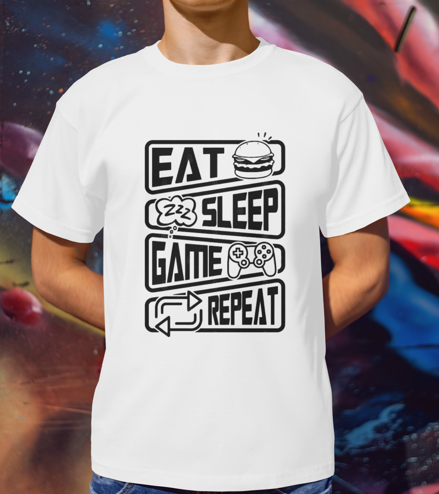 Eat Sleep Game Repeat Burger Controller Icons T-Shirt