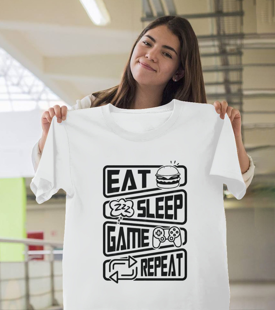 Eat Sleep Game Repeat Burger Controller Icons T-Shirt