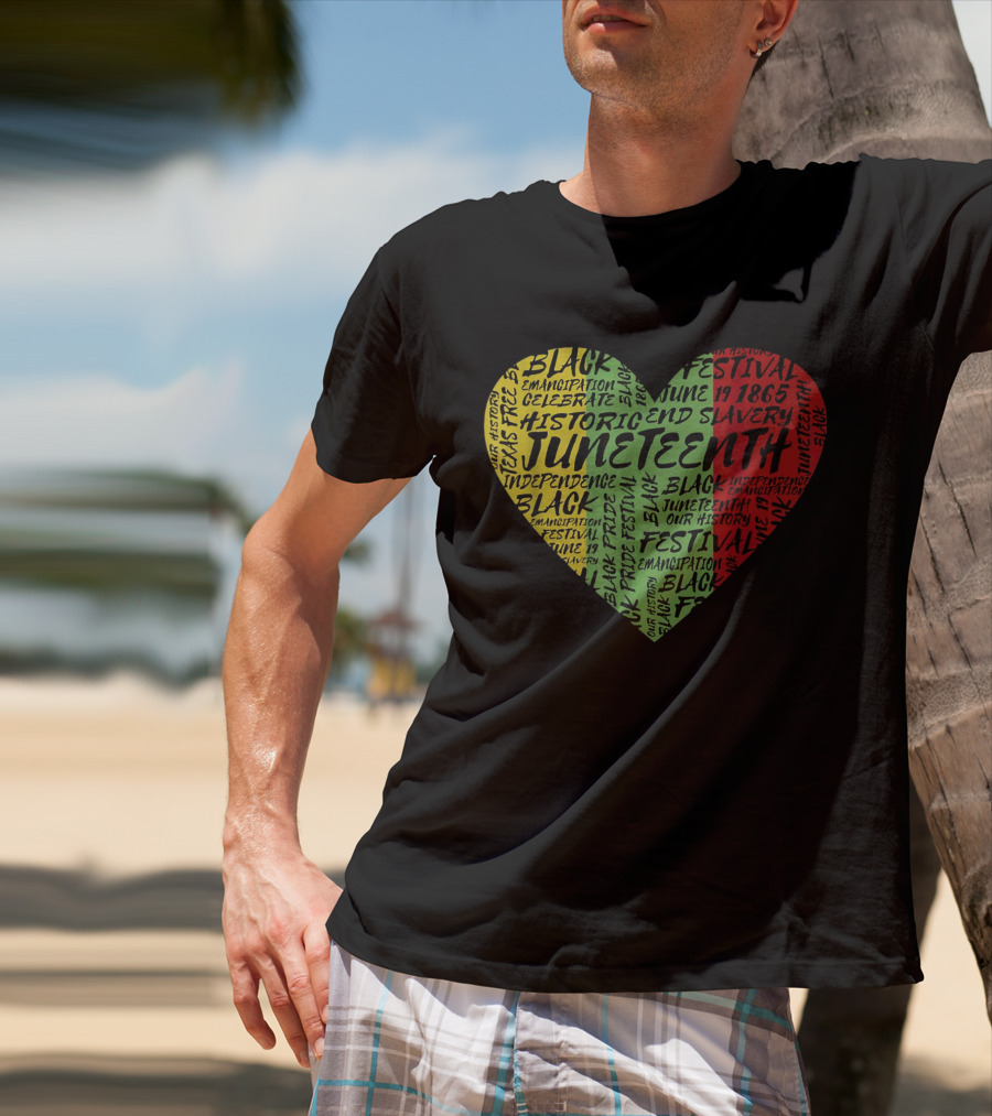 Juneteenth Heart Black Pride Emancipation Celebrate Independence 1865 Festival T-Shirt