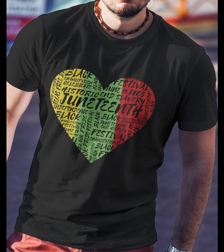 Juneteenth Heart Black Pride Emancipation Celebrate Independence 1865 Festival T-Shirt