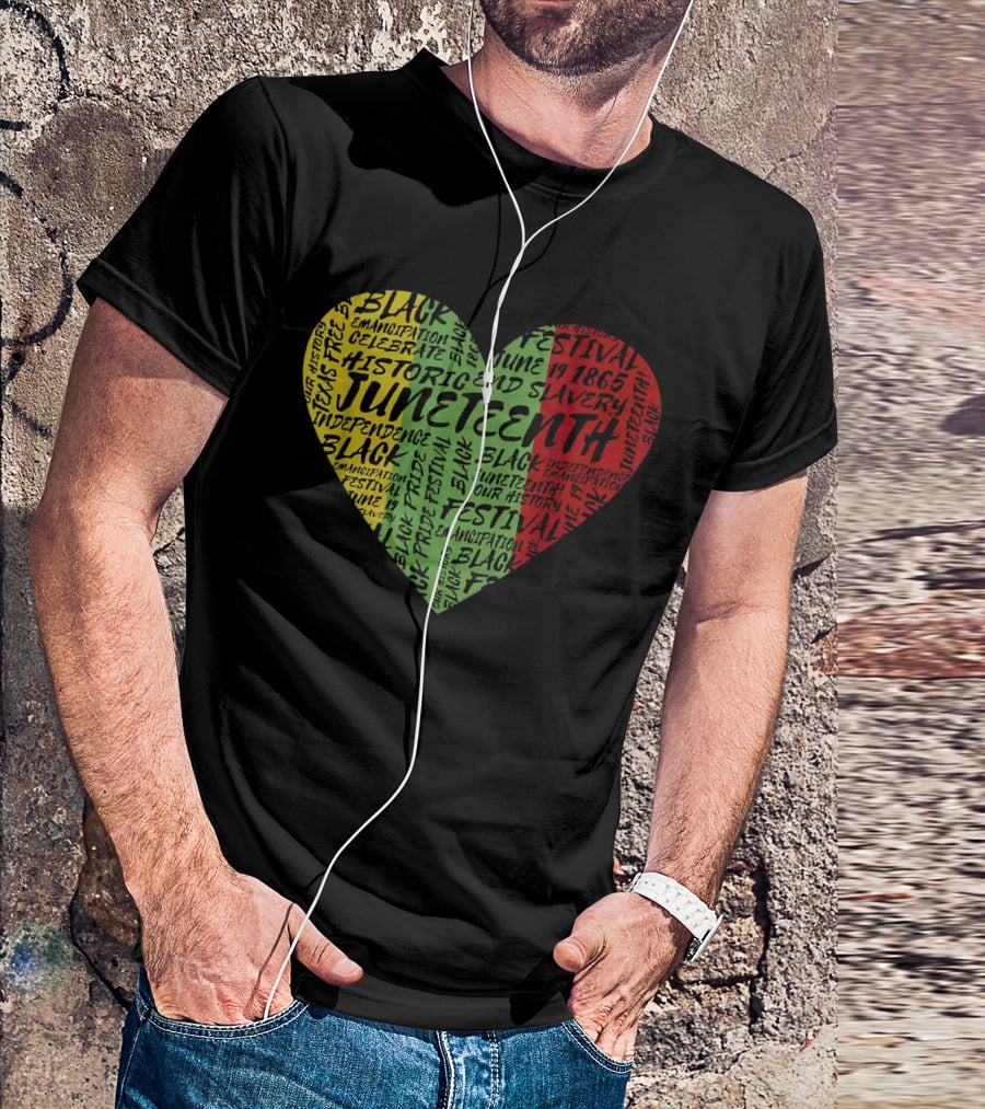 Juneteenth Heart Black Pride Emancipation Celebrate Independence 1865 Festival T-Shirt
